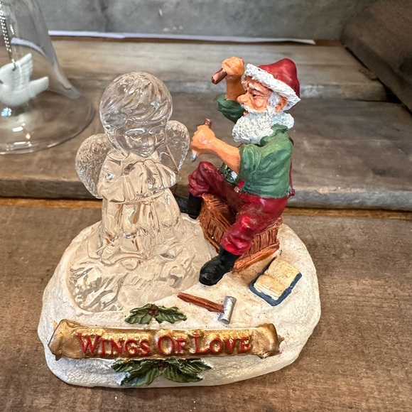 3 Vintage Avon Christmas Tree Ornaments Set, Angel w/Crystal, Glass Bell, Santa - Picture 6 of 10